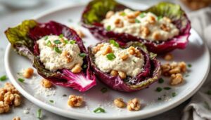 Barchette di radicchio con crema alle noci: antipasto senza cottura pronto in 10 minuti