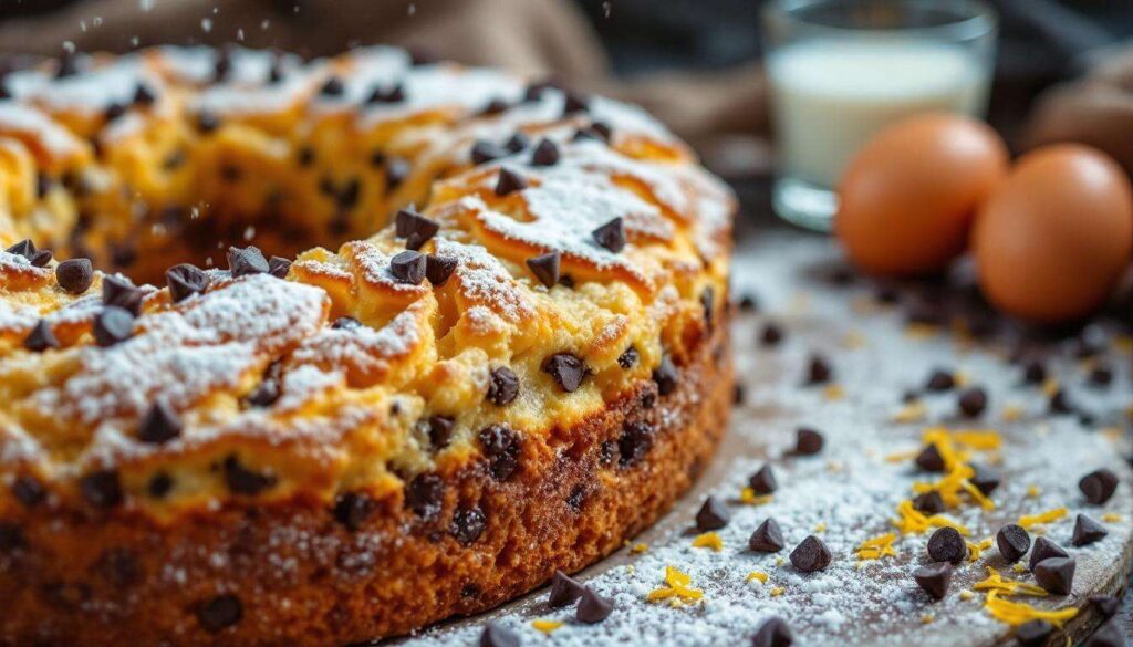 Torta di pangrattato e gocce di cioccolato: morbida, rustica e senza farina